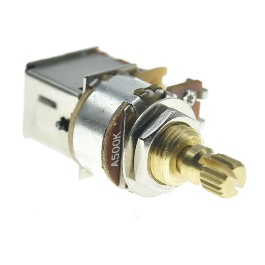 Dopro Full Brass Shaft Push/Push Pot Guitar Bass Audio/Linear Taper Potentiometer with USA Thread Shaft A500K Audio Taper 16mm S